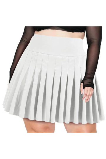Woochic Mini-jupe plissée taille haute avec poches blanc L